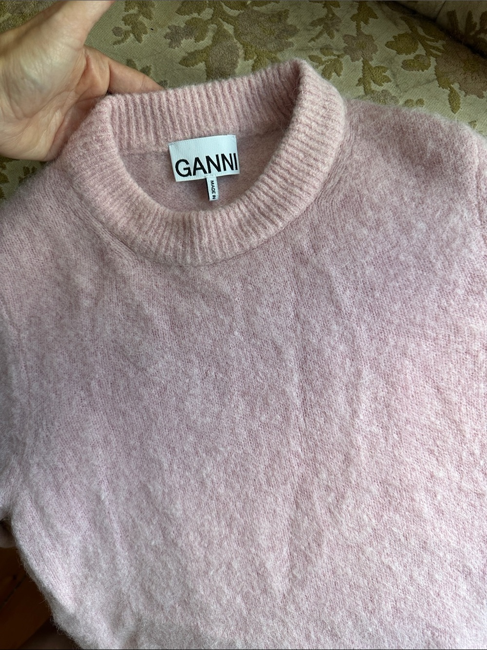 Ganni Soft Pink alpaca Crewneck Knit Sweater